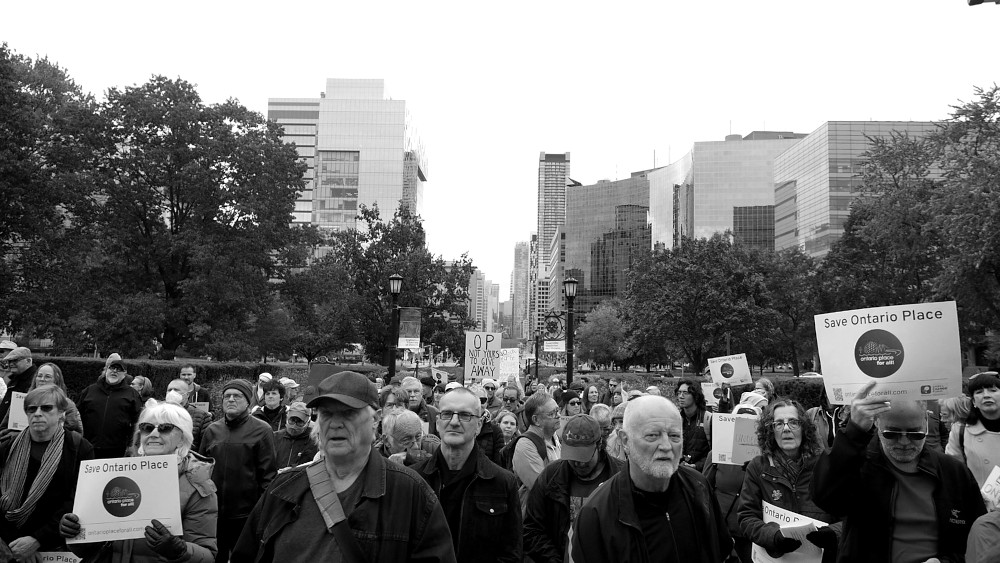Queens Park rally crowd for Ontario Place
