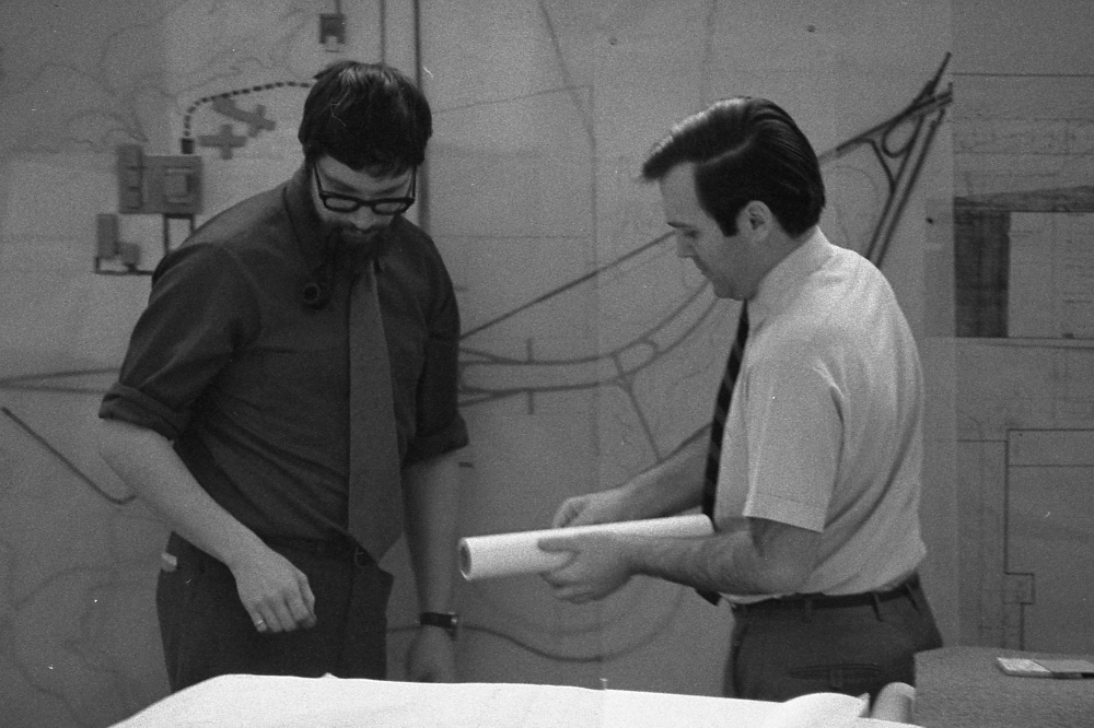 Don Cooper, left and Anson Finlay, right working at Moriyama & Teshima
