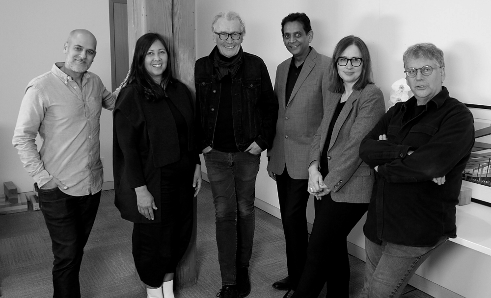 photo of Moriyama & Teshima staff, starting far left, Ronen Bauer, Carol Phillips, Diarmuid Nash, Urvish Patel, Emmanuelle van Rutten, and Brian Rudy